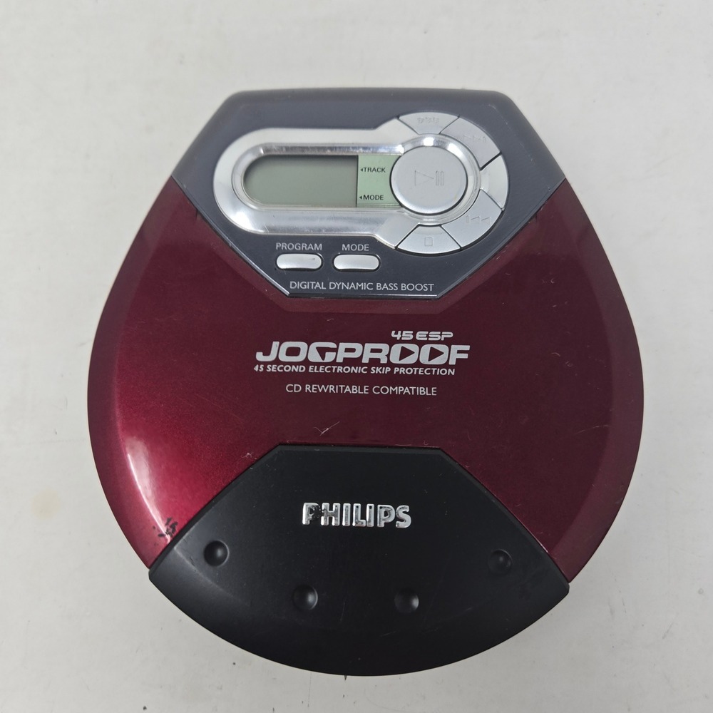 Philips Jogproof Portable CD Player AX5123 Red 45s ESP Vintage 2002 Please Read
